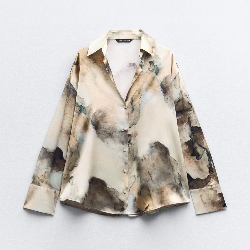 Zara satin effect tie-dye shirt
